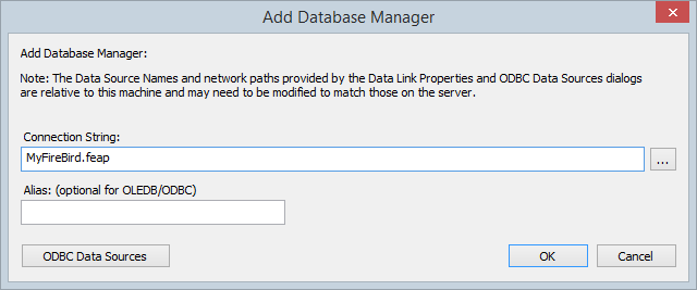 Defining a connection to a Firebird database
