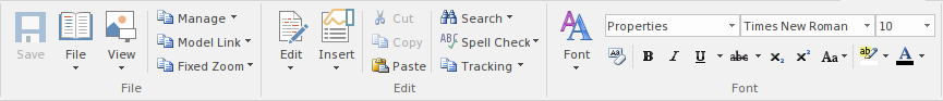 Part of the Document Edit ribbon in Sparx Systems Enterprise Architect.
