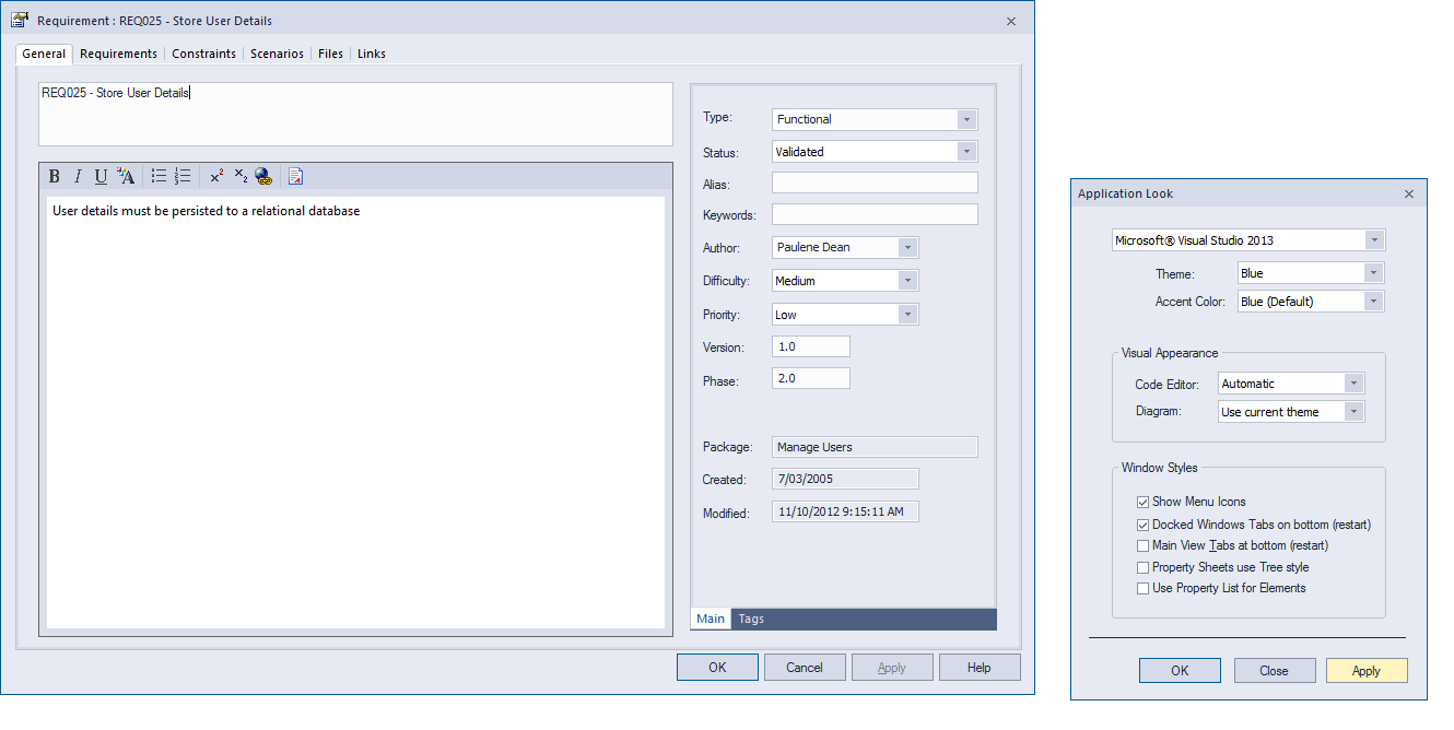 New Common Property Dialog