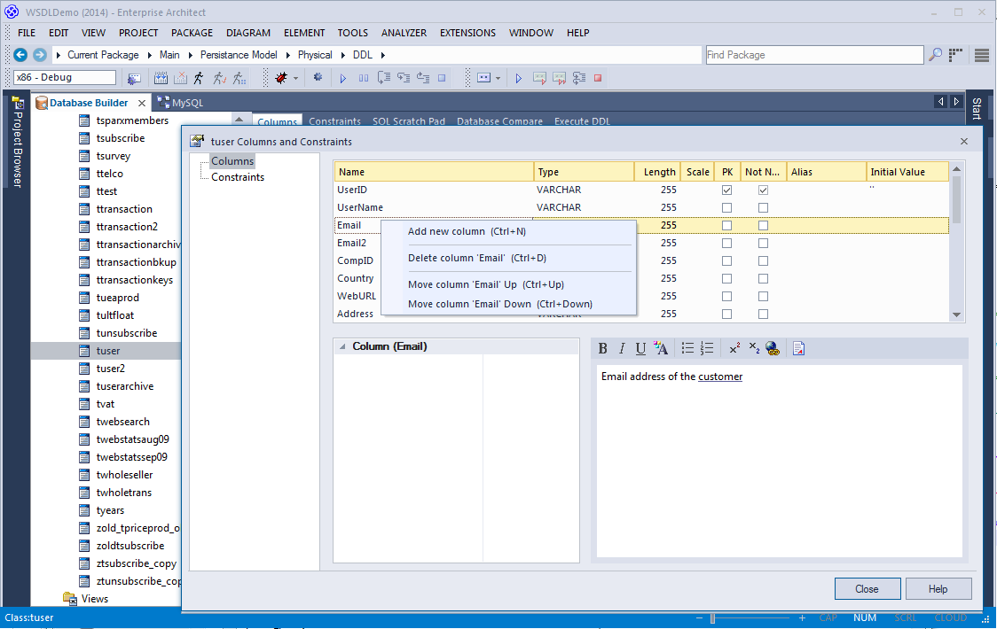 Columns Dialog