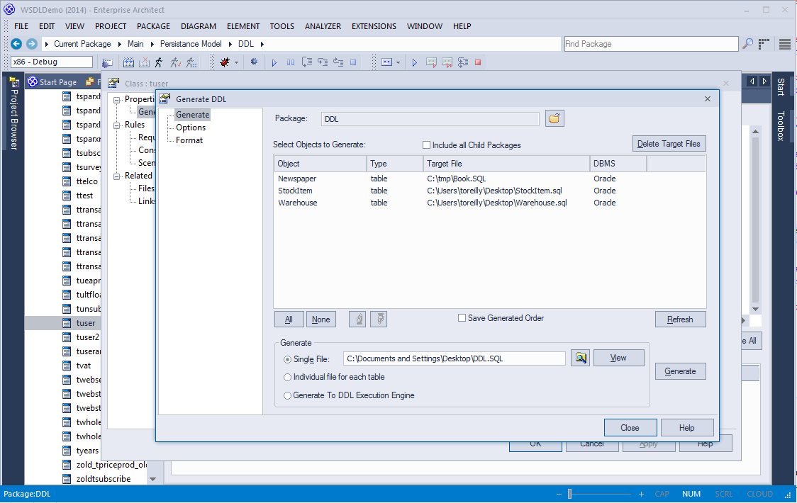 Generate DDL