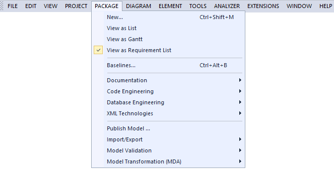 Package main menu
